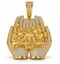 Jesus Prayer & Last Supper Hands Pendant, Optional Engraving, view 1