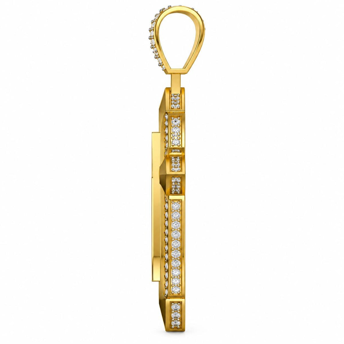 Baguette Cross Pendant with Leaf Tips, view 4