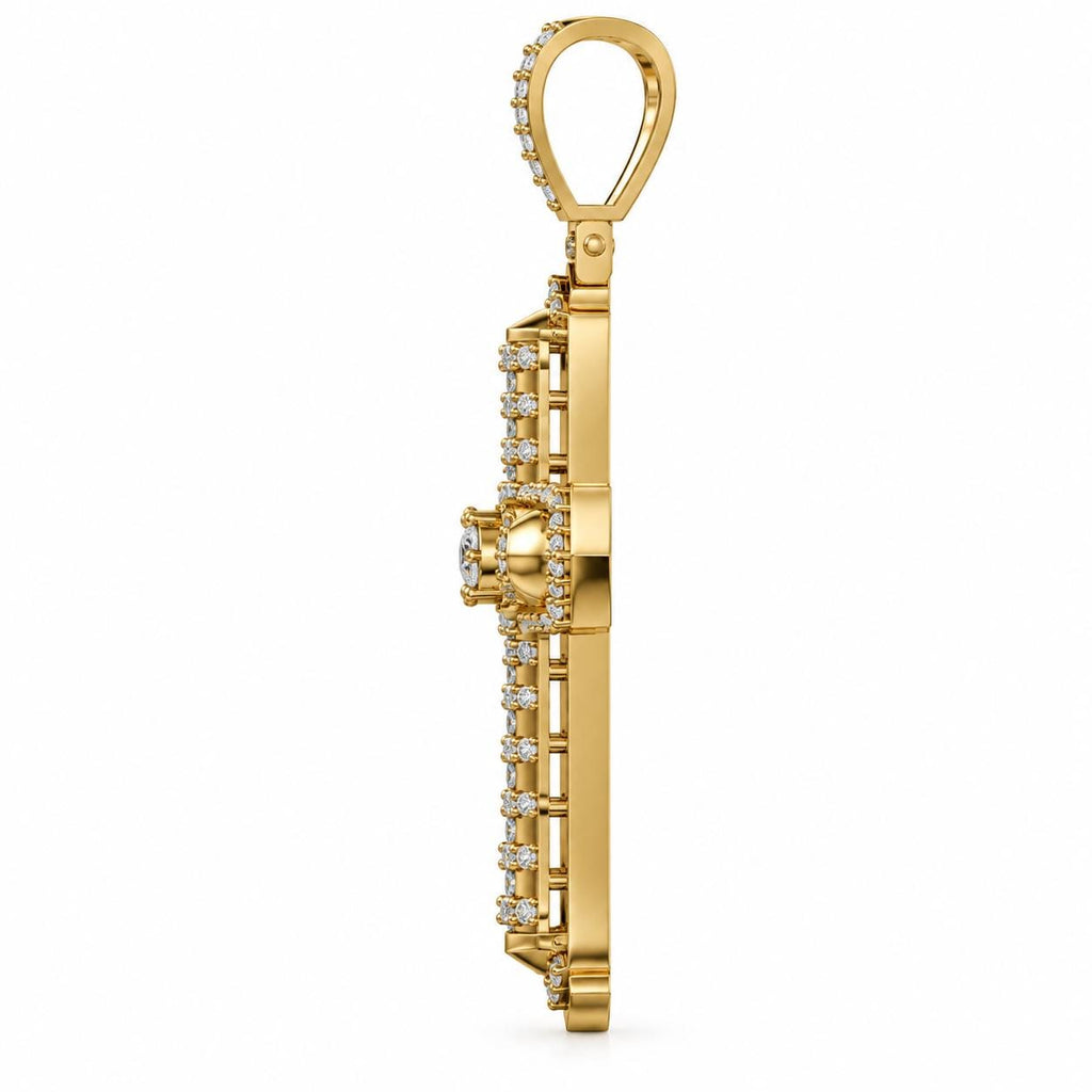 Pointed Banded Cross Pendant, view 4
