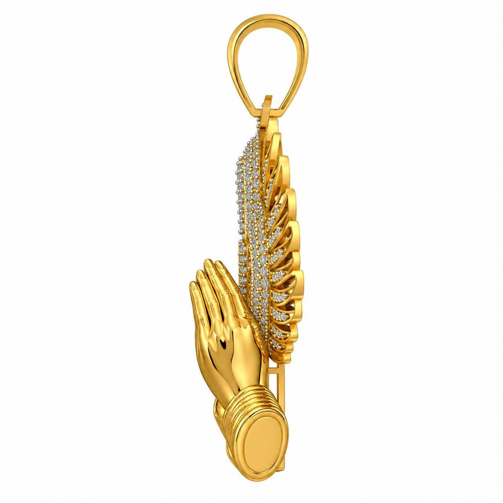 Winged Praying Hands Cross Pendant, view 4