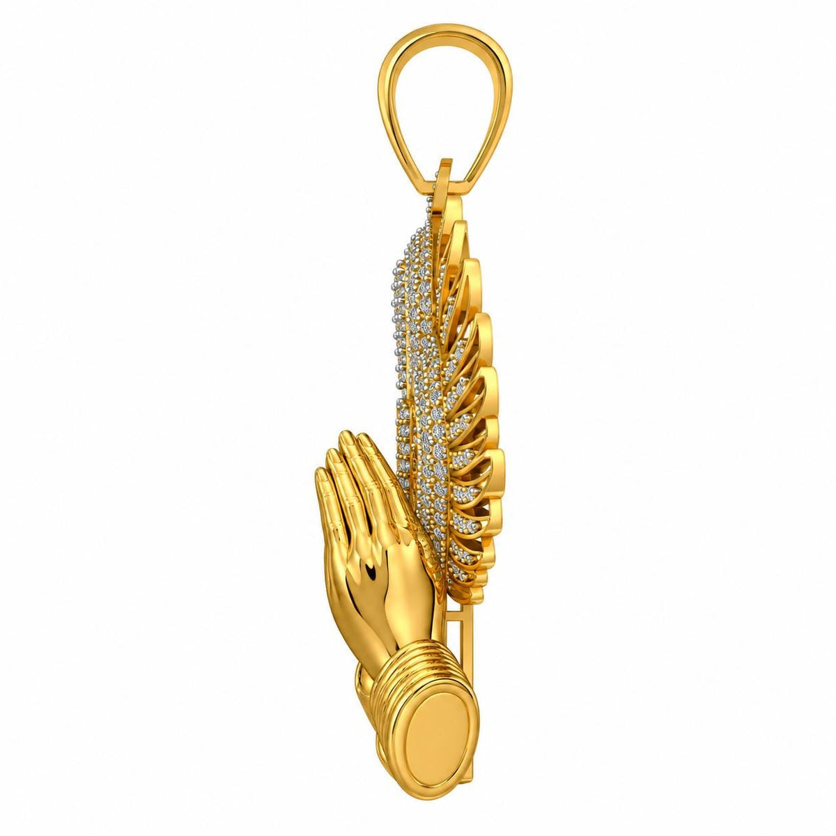 Winged Praying Hands Cross Pendant, view 4