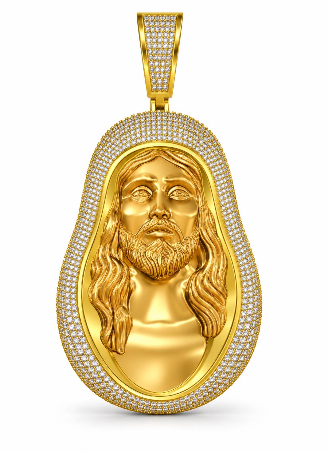 Pear Jesus Bust Pendant, view 3