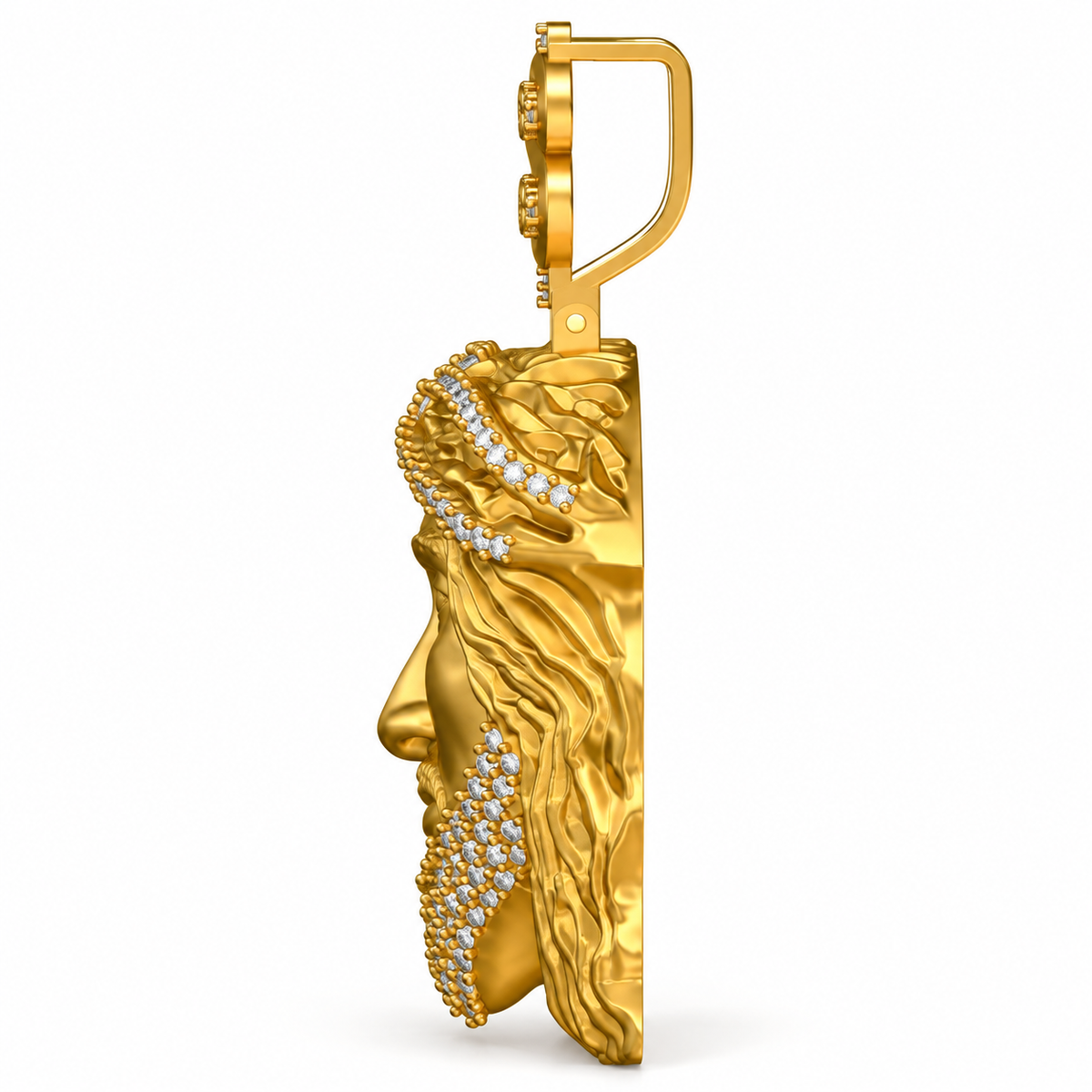 Jesus face pendant side view