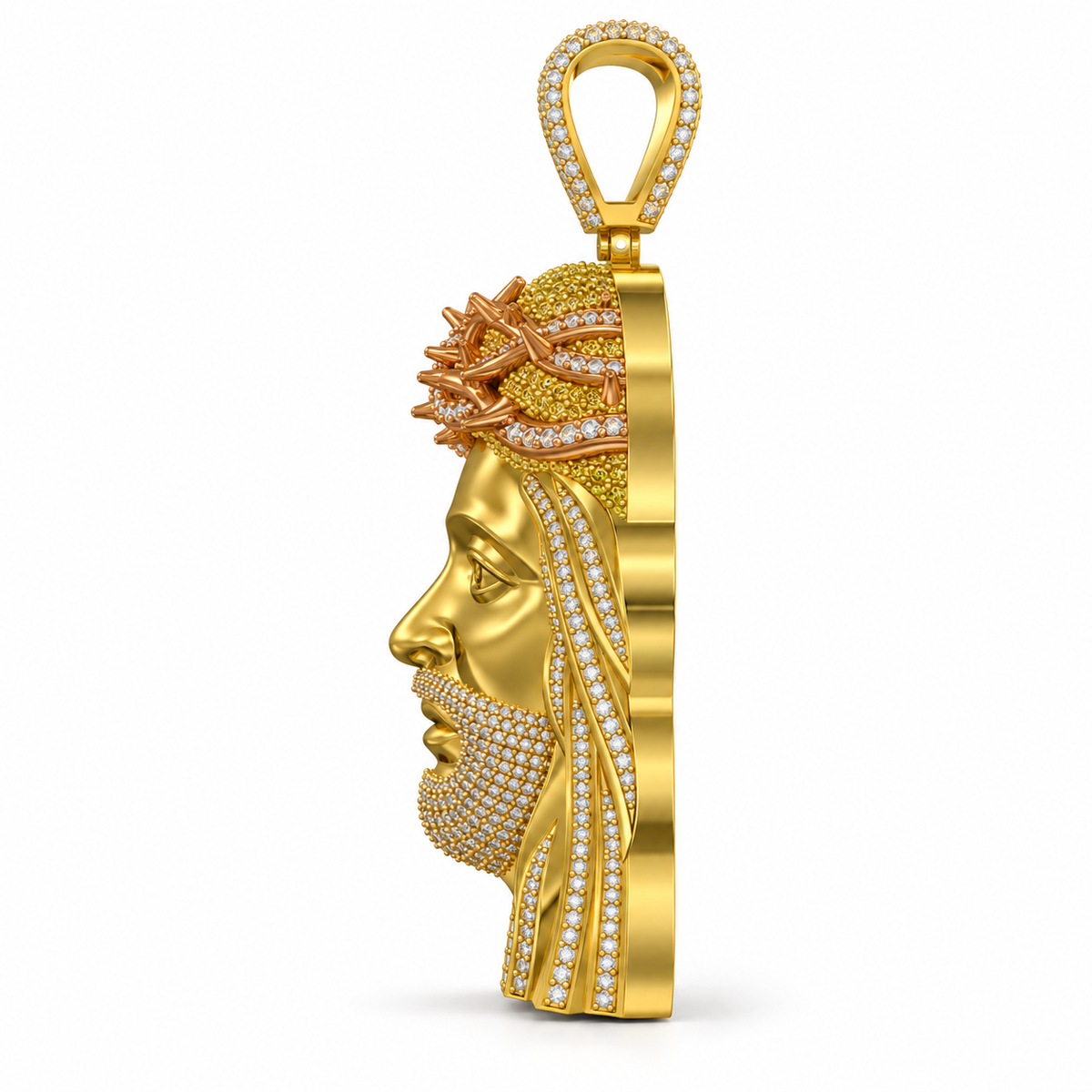 Jesus Face Crown of Thorns Pendant, view 3