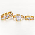 Radiant Halo His & Her Trio Ring Set, 925 Sterling Silver