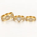 Heart Halo His & Her Trio Ring Set with Infinity Twist Bands