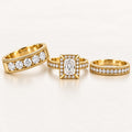 Radiant Milgrain His & Her Trio Ring Set with Large Round Stone Band