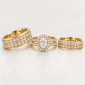 Oval Halo His & Her Trio Ring Set with Split Double Row Bands